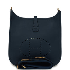 Hermes Evelyne III PM Bleu De Prusse Clemence Gold Hardware