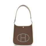 Hermes Neo Evelyne PM Etoupe Officier Canvas and Gris Pale Swift Palladium Hardware