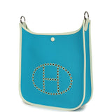 Hermes Neo Evelyne PM Bleu Azteque Officier Canvas and Vert Fizz Swift Palladium Hardware