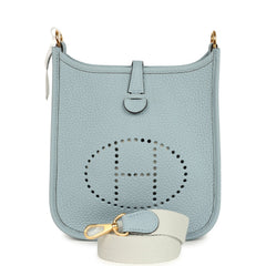 Hermes Evelyne TPM Bleu Lin Clemence Gold Hardware