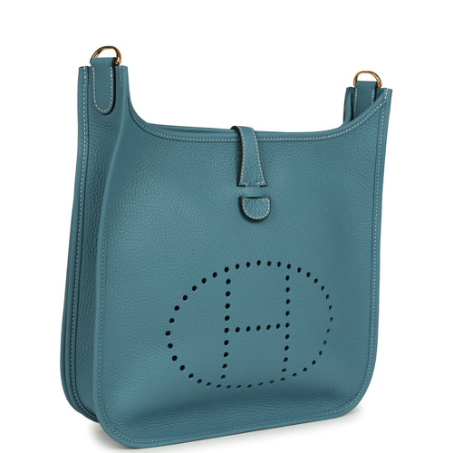 Hermes Evelyne III PM Blue Jean Clemence Gold Hardware