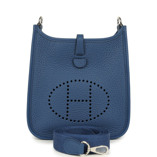 Hermes Evelyne TPM Bleu Tie Clemence Palladium Hardware
