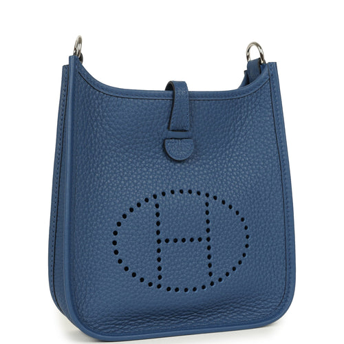 Hermes Evelyne TPM Bleu Tie Clemence Palladium Hardware