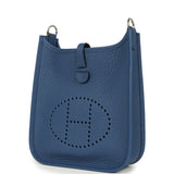 Hermes Evelyne TPM Bleu Tie Clemence Palladium Hardware
