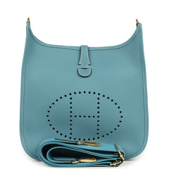 Hermes Evelyne III PM Blue Jean Clemence Gold Hardware