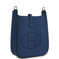 Hermes Evelyne Sellier TPM Bleu Tie Epsom Palladium Hardware