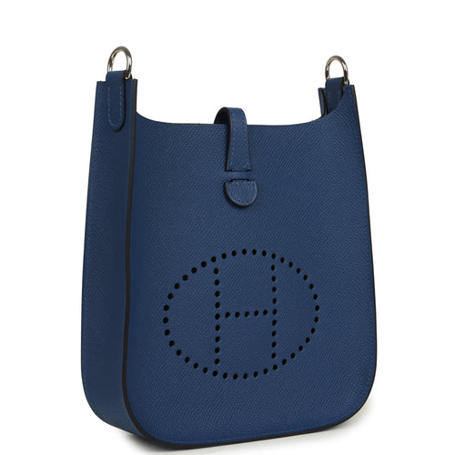 Hermes Evelyne Sellier TPM Bleu Tie Epsom Palladium Hardware