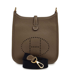 Pre-owned Hermes Evelyne TPM Etoupe Clemence Gold Hardware