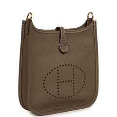 Pre-owned Hermes Evelyne TPM Etoupe Clemence Gold Hardware