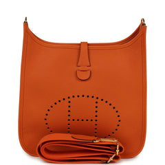 Hermes Evelyne III PM Orange Clemence Gold Hardware