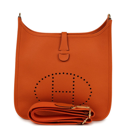 Hermes Evelyne III PM Orange Clemence Gold Hardware