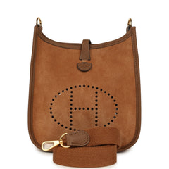 Hermes Evelyne TPM Chamois Grizzly and Alezan Clemence Gold Hardware