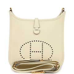 Hermes Evelyne 23 Cream Clemence Gold Hardware