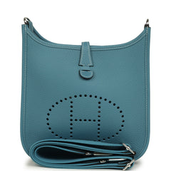 Hermes Evelyne 23 Blue Jean Clemence Palladium Hardware