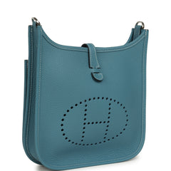 Hermes Evelyne 23 Blue Jean Clemence Palladium Hardware