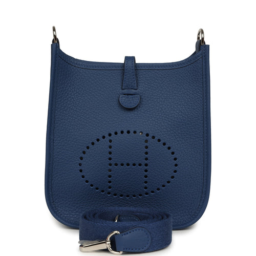 Hermes Evelyne TPM Bleu Tie Clemence Palladium Hardware