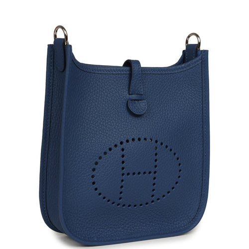 Hermes Evelyne TPM Bleu Tie Clemence Palladium Hardware