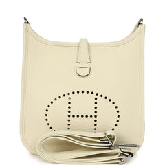 Pre-owned Hermes Evelyne 23 Cream Clemence Palladium Hardware