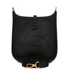 Pre-owned Hermes Evelyne TPM Black Clemence Gold Hardware