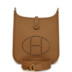 Pre-owned Hermes Evelyne TPM Biscuit Clemence Gold Hardware