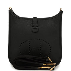 Hermes Evelyne 23 Black Clemence Gold Hardware