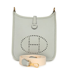 Pre-owned Hermes Evelyne TPM Bleu Pale Clemence Gold Hardware