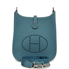 Hermes Evelyne TPM Blue Jean Clemence Palladium Hardware