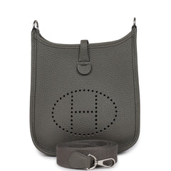 Pre-owned Hermes Evelyne TPM Gris Meyer Clemence Palladium Hardware