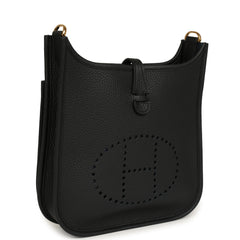 Hermes Evelyne 23 Black Clemence Gold Hardware