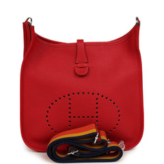 Hermes Evelyne III PM Rouge Casaque Clemence Palladium Hardware