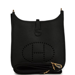 Hermes Evelyne 23 Black Clemence Gold Hardware