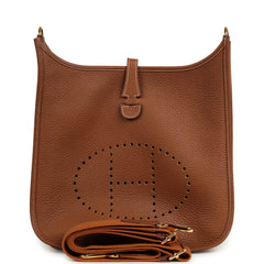 Pre-owned Hermes Evelyne III PM Gold Clemence Gold Hardware