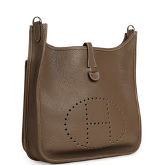 Pre-owned Hermes Evelyne III PM Etoupe Clemence Palladium Hardware