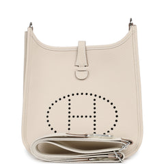 Hermes Evelyne 23 Craie Clemence Palladium Hardware