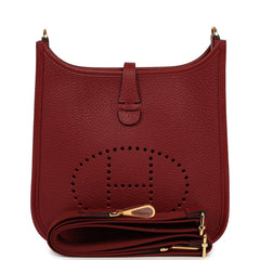 Hermes Evelyne 23 Rouge H Clemence Gold Hardware