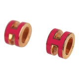 Hermes Mini Pop H Earrings Pink Enamel Lacquer Rose Gold Hardware - Thumbnail View 3