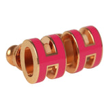 Hermes Mini Pop H Earrings Pink Enamel Lacquer Rose Gold Hardware - Thumbnail View 4