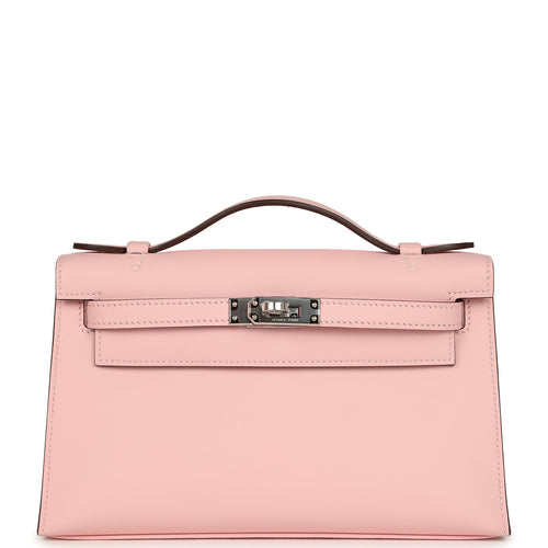 Hermes Kelly Pochette Rose Sakura Swift Palladium Hardware