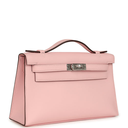 Hermes Kelly Pochette Rose Sakura Swift Palladium Hardware