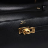 Hermes Kelly Wallet To Go Rock Black Box Gold Hardware