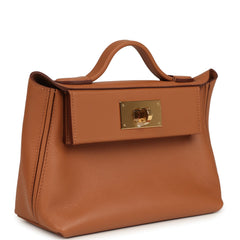 Hermes Mini 24/24 Bag Gold Evercolor and Swift Gold Hardware