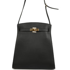 Vintage Hermes Kelly Sport 29 GM Black Ardennes Gold Hardware