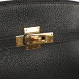 Vintage Hermes Kelly Sport 29 GM Black Ardennes Gold Hardware