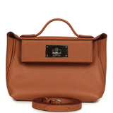 Hermes Mini 24/24 Bag Gold Evercolor and Swift Palladium Hardware - Thumbnail View 1