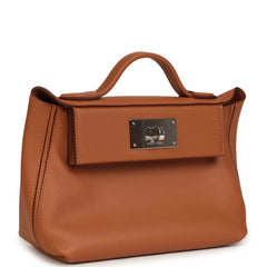 Hermes Mini 24/24 Bag Gold Evercolor and Swift Palladium Hardware
