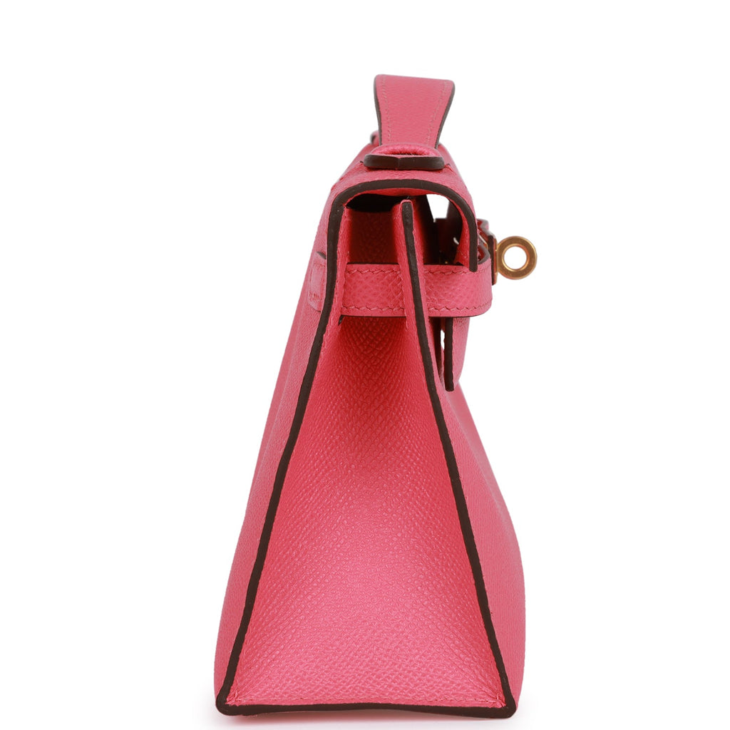 Hermès Rose Azalee Mini Kelly Pochette of Epsom Leather with