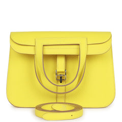 Hermes Halzan 25 Lime Clemence Palladium Hardware