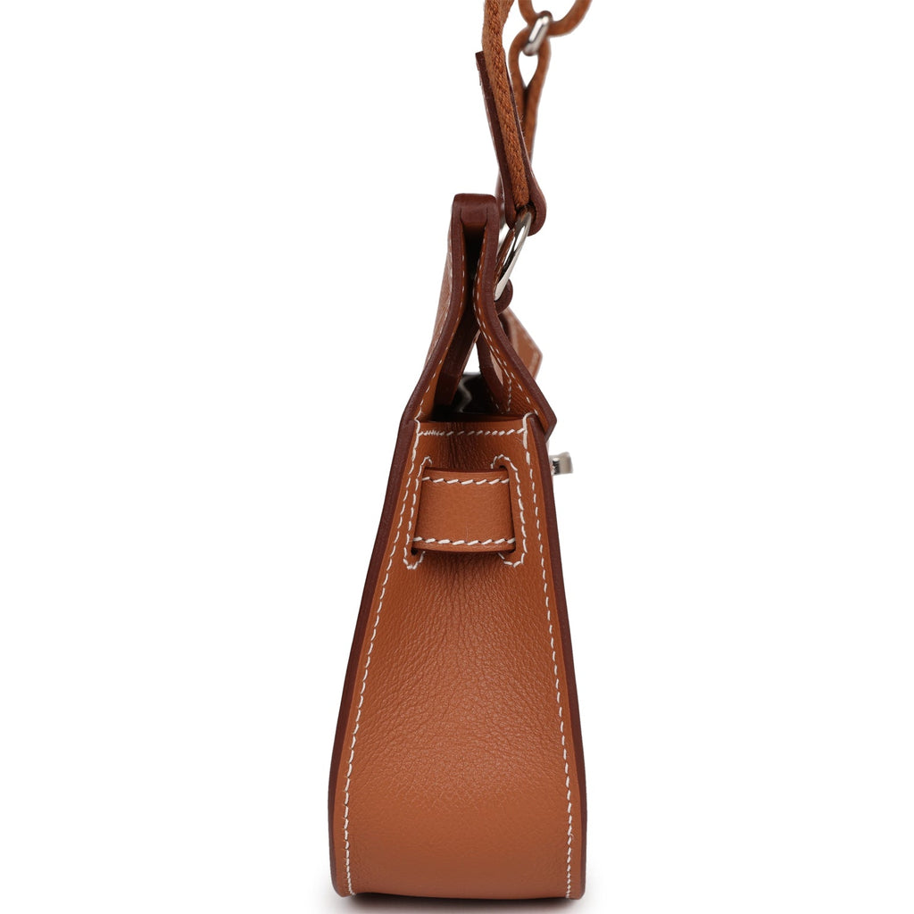 Hermès Gold Evercolor Mini Jypsiere Palladium Hardware, 2023 (Like New), Brown Womens Handbag