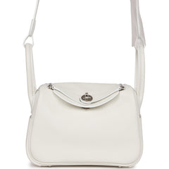 Hermes Mini Lindy White Swift Palladium Hardware