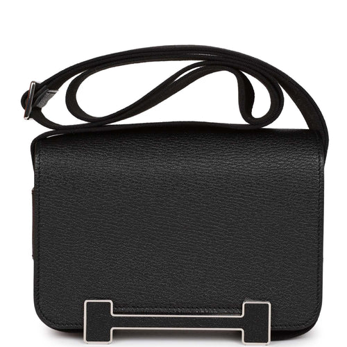 Hermes Geta Bag Black Chevre Palladium Hardware